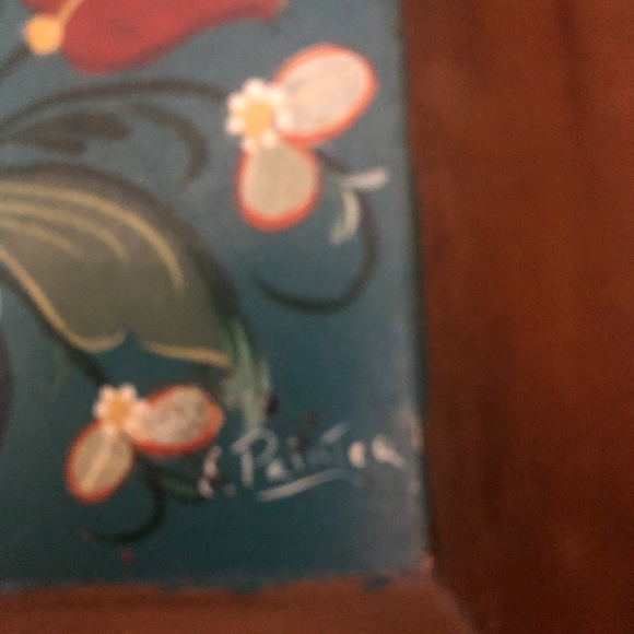 Two vintage folk art, small trays with handles, for display - slightly loved - Picture 4 of 11